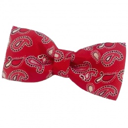 Boys Red Paisley Dickie Bow Tie on Elastic